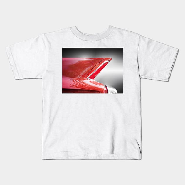 American classic car Deville 1962 tail fin red Kids T-Shirt by Beate Gube